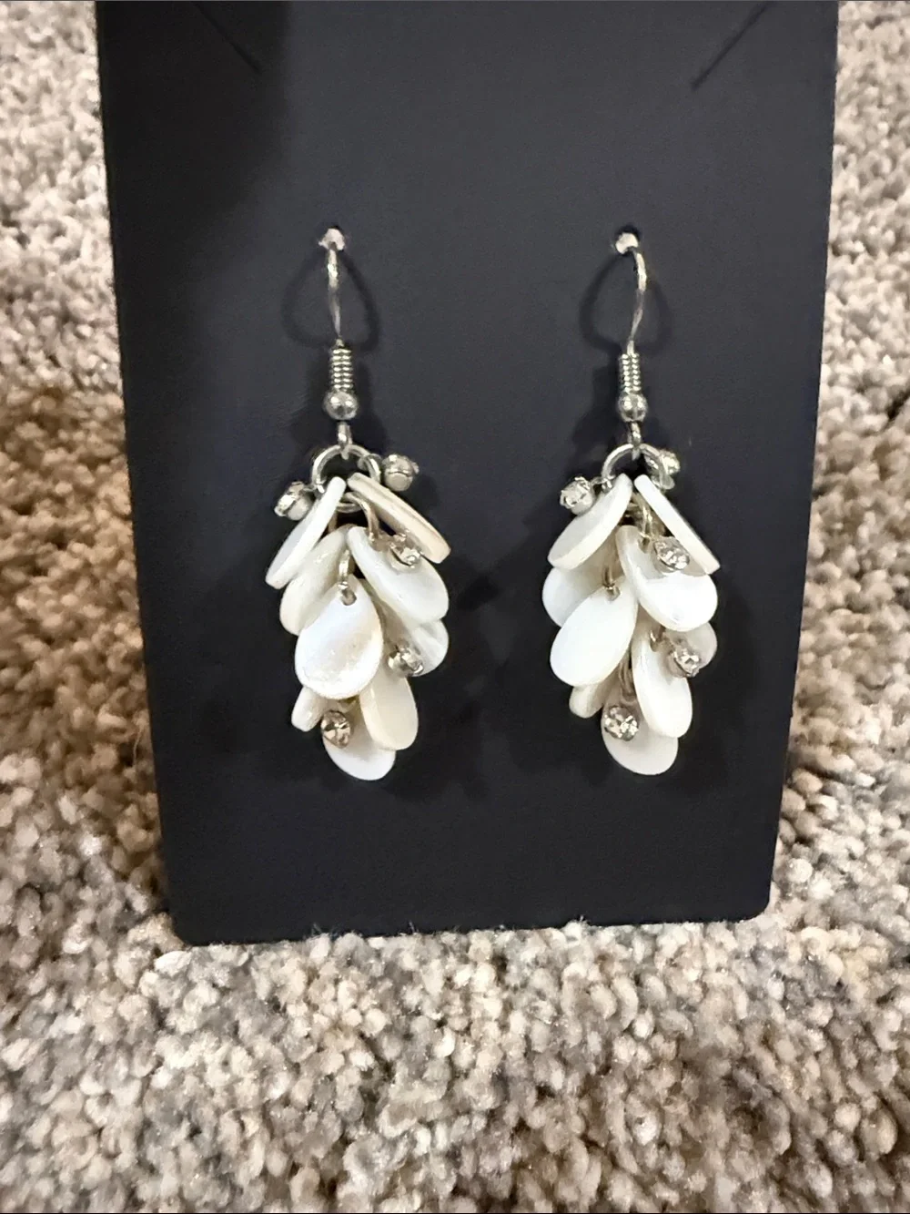 White Cluster Drop Dangle Earrings Women Jewelry